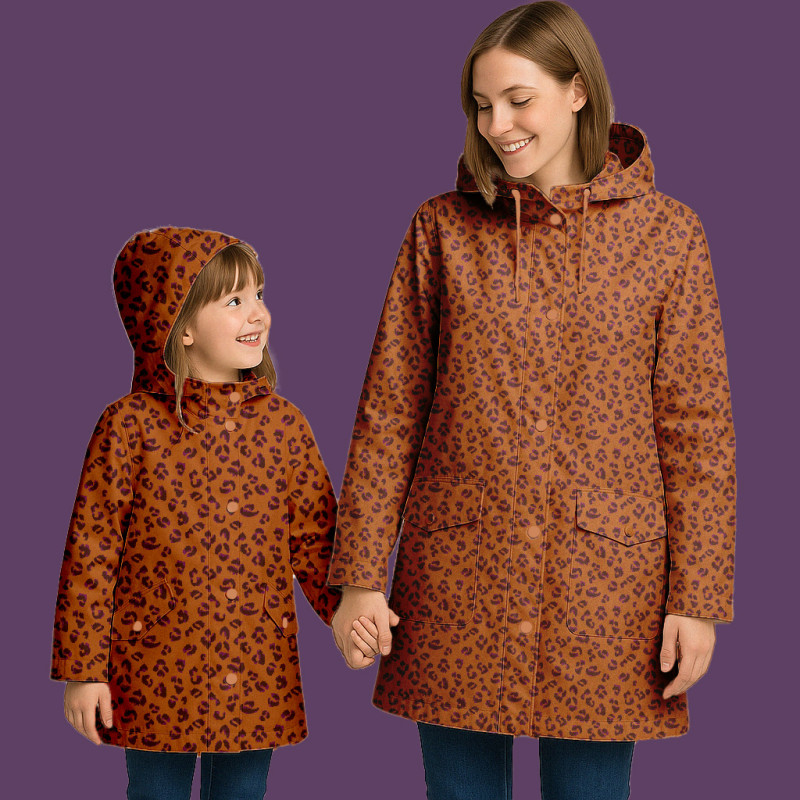 Printed Waterproof Fabric FAUVE Brown / Violet